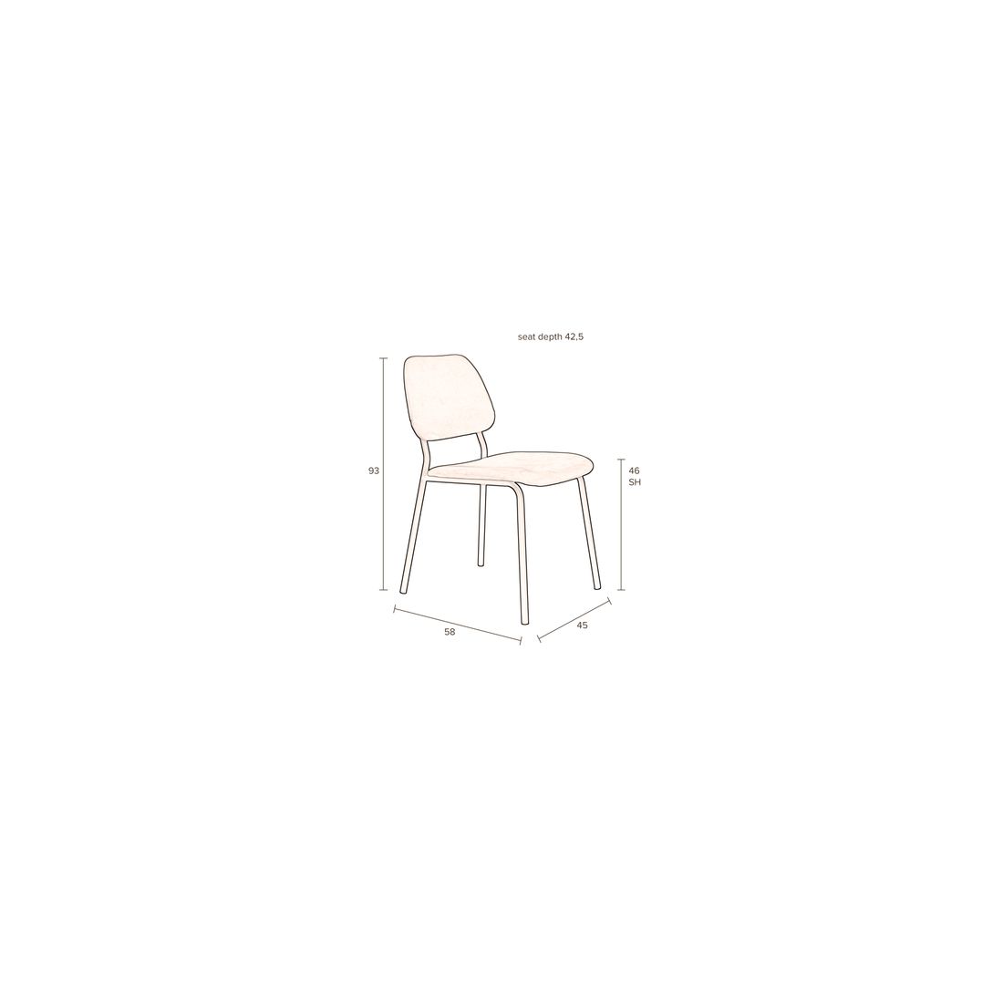 Dutchbone Eetkamerstoel Darby Beige - KwaliteitWonen.nl