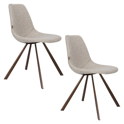 Dutchbone Eetkamerstoel Franky Bouclé Beige - KwaliteitWonen.nl