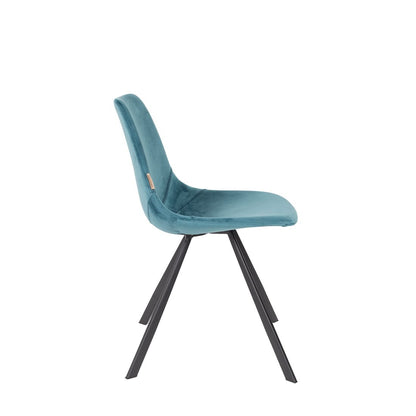 Dutchbone Eetkamerstoel Franky Velvet Blauw - KwaliteitWonen.nl