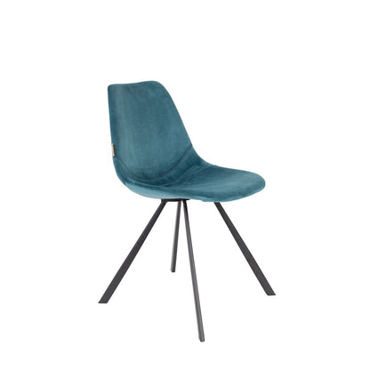 Dutchbone Eetkamerstoel Franky Velvet Blauw - KwaliteitWonen.nl
