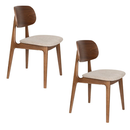 Dutchbone Eetkamerstoel Marais Walnoot / Beige - KwaliteitWonen.nl