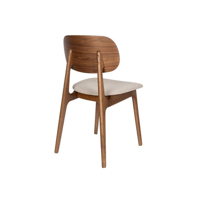 Dutchbone Eetkamerstoel Marais Walnoot / Beige - KwaliteitWonen.nl