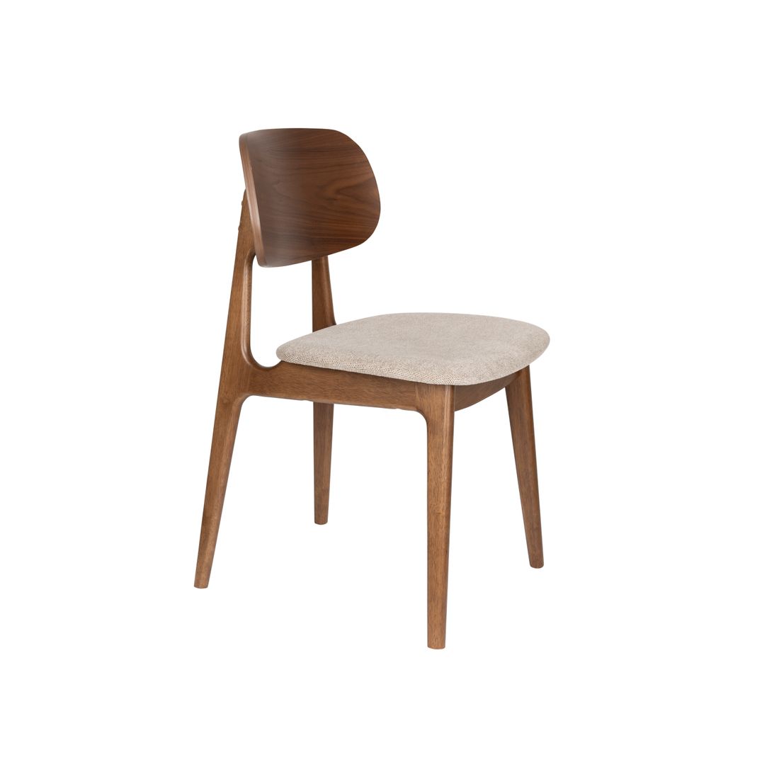 Dutchbone Eetkamerstoel Marais Walnoot / Beige - KwaliteitWonen.nl
