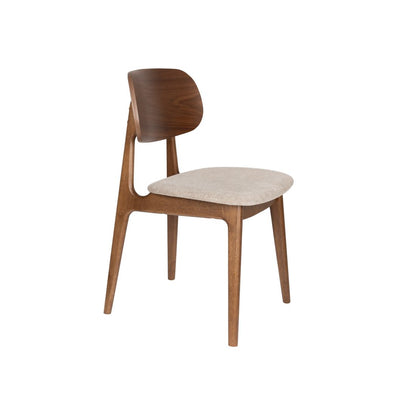 Dutchbone Eetkamerstoel Marais Walnoot / Beige - KwaliteitWonen.nl