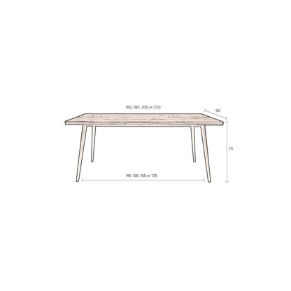 Dutchbone Eettafel Alagon 160x90cm Walnoot - KwaliteitWonen.nl