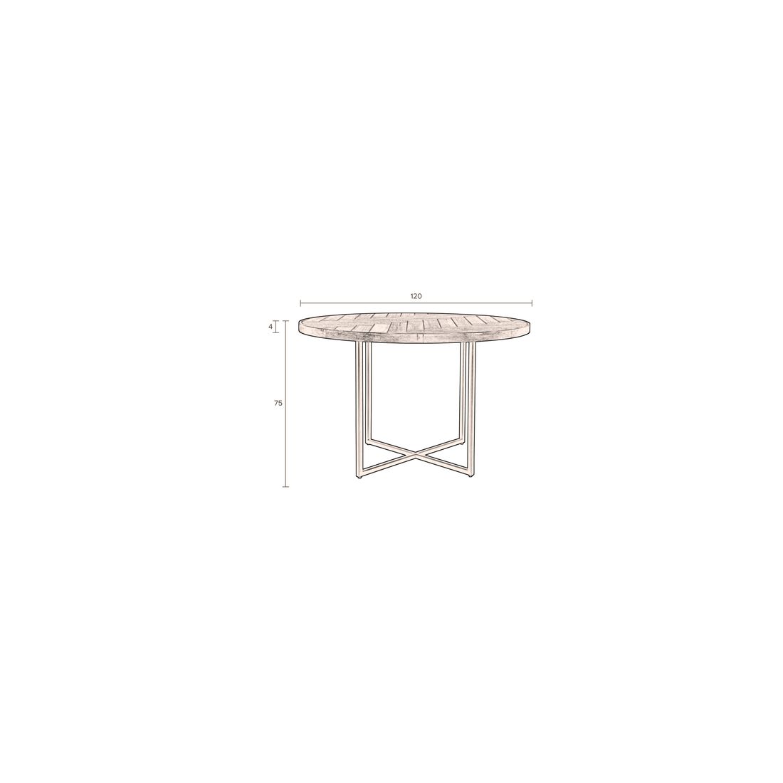 Dutchbone Eettafel Class Rond 120cm Eiken - KwaliteitWonen.nl