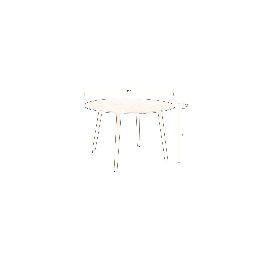 Dutchbone Eettafel Clover Rond 120cm Walnoot - KwaliteitWonen.nl