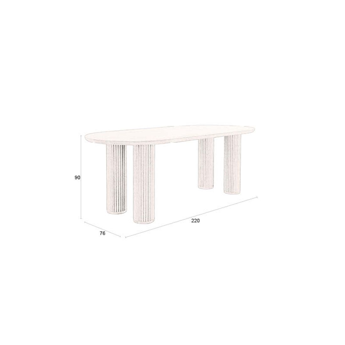 Dutchbone Eettafel Dean 220x90cm Walnoot - KwaliteitWonen.nl