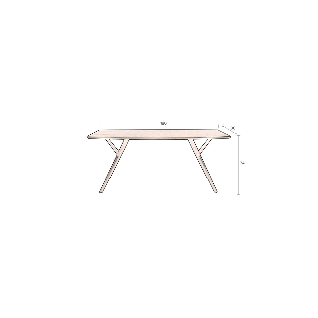 Dutchbone Eettafel Malaya 180x90cm Walnoot - KwaliteitWonen.nl