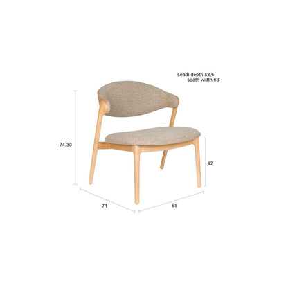 Dutchbone Fauteuil Babington Beige Eiken - KwaliteitWonen.nl