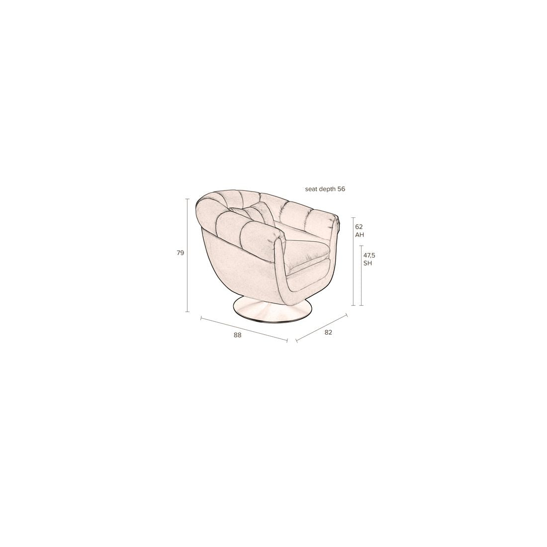 Dutchbone Fauteuil Member Bruin Oranje - KwaliteitWonen.nl