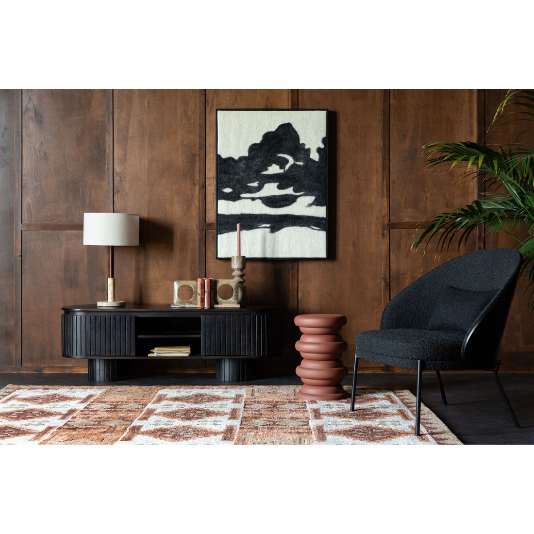 Dutchbone Fauteuil Rodin Bouclé Zwart - KwaliteitWonen.nl