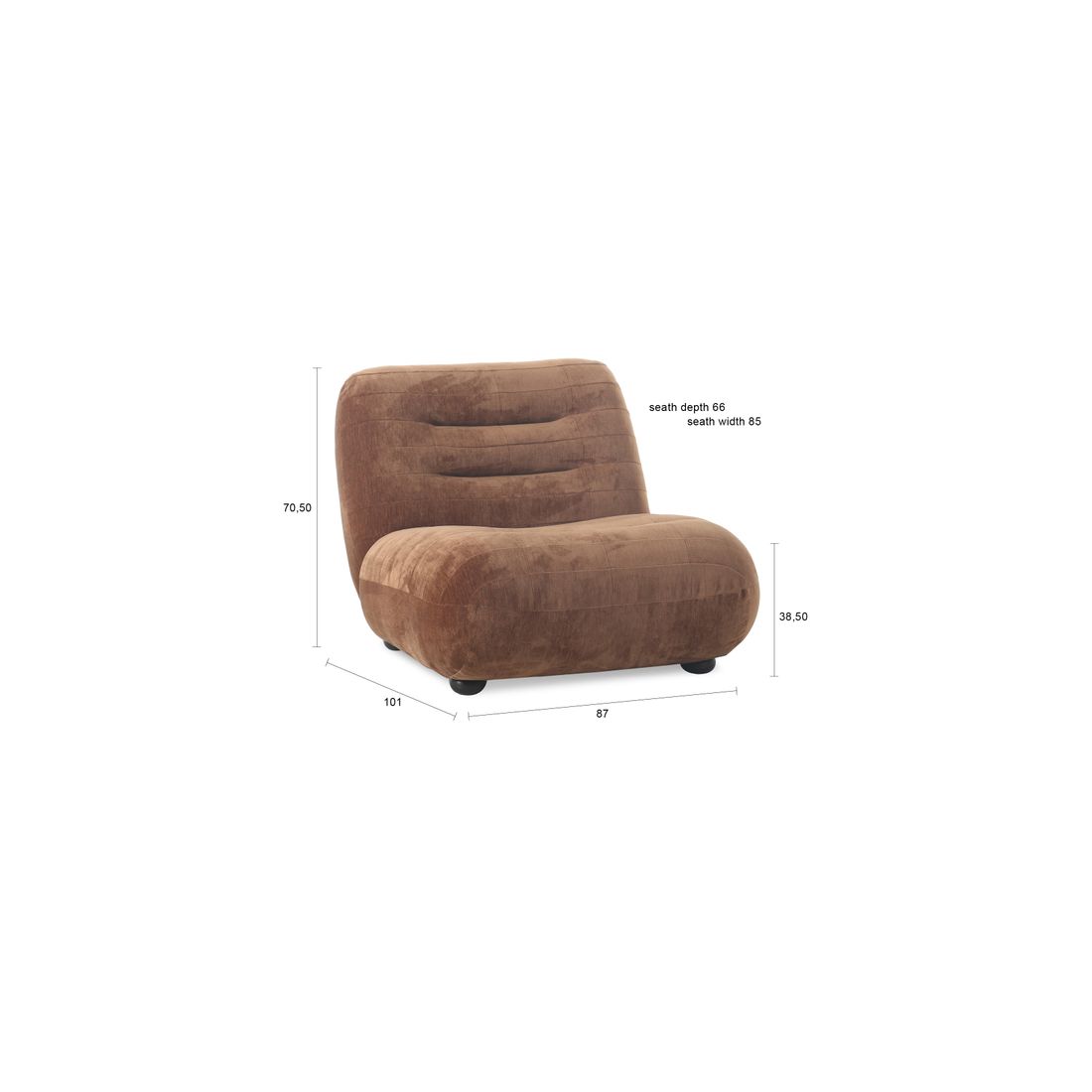 Dutchbone Fauteuil Wyatt Velours Cognac - KwaliteitWonen.nl