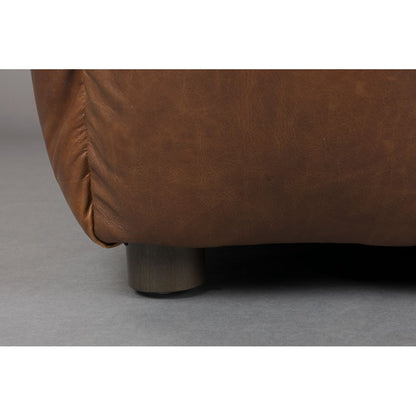 Dutchbone Hocker Hackman Leer Bruin - KwaliteitWonen.nl