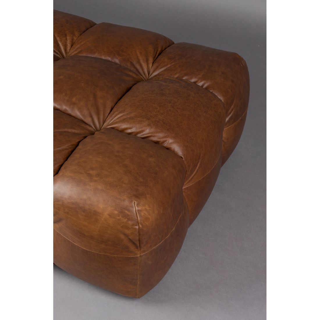 Dutchbone Hocker Hackman Leer Bruin - KwaliteitWonen.nl