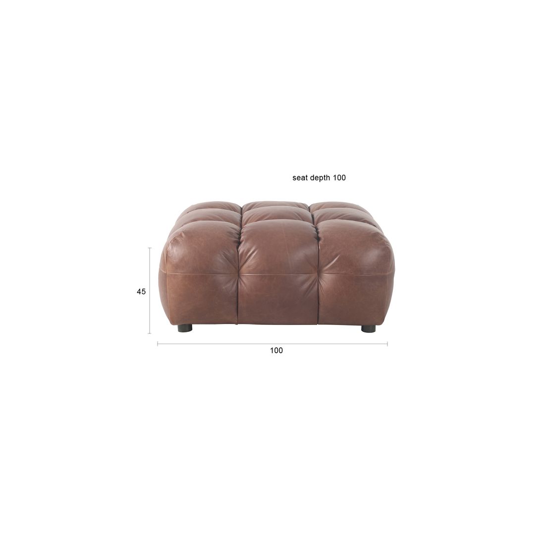 Dutchbone Hocker Hackman Leer Bruin - KwaliteitWonen.nl
