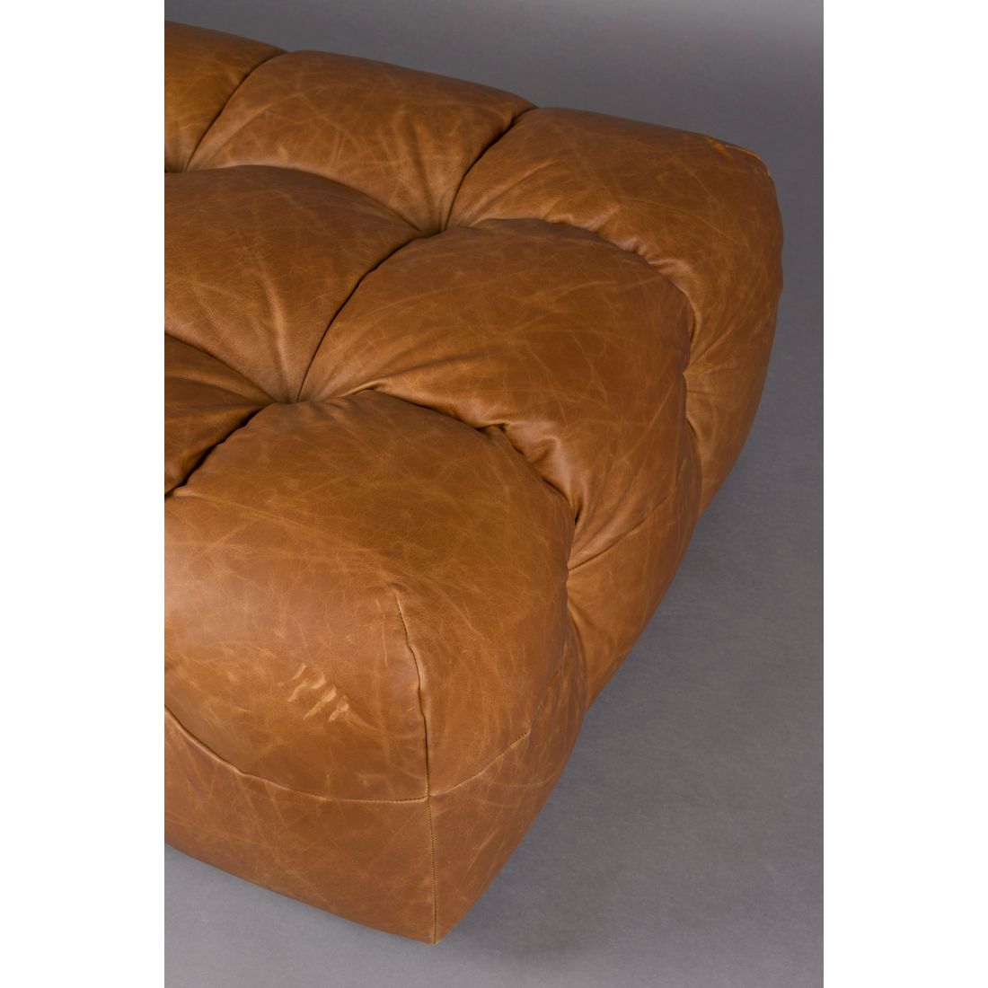 Dutchbone Hocker Hackman Leer Cognac-Kwaliteitwonen.nl
