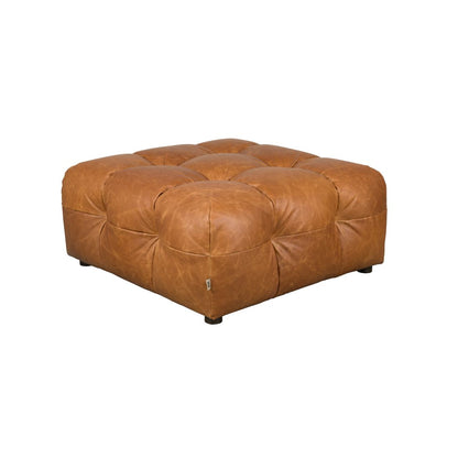 Dutchbone Hocker Hackman Leer Cognac - KwaliteitWonen.nl