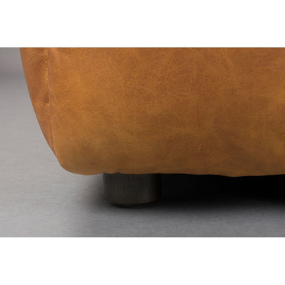 Dutchbone Hocker Hackman Leer Cognac - KwaliteitWonen.nl