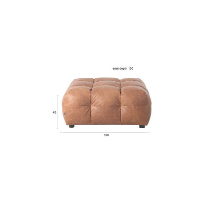 Dutchbone Hocker Hackman Leer Cognac - KwaliteitWonen.nl