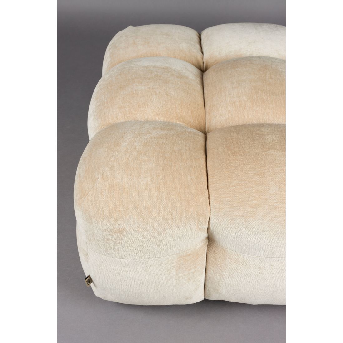 Dutchbone Hocker Hackman Velours Beige - KwaliteitWonen.nl