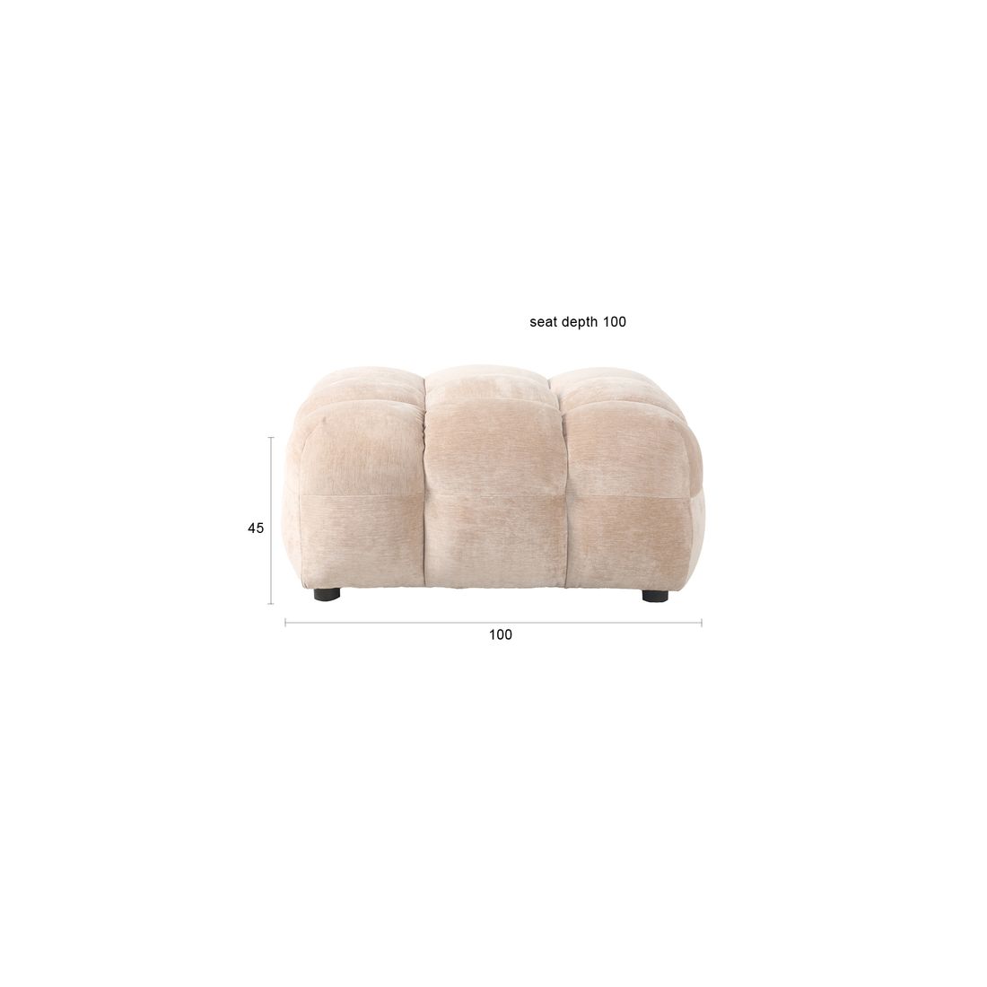 Dutchbone Hocker Hackman Velours Beige - KwaliteitWonen.nl
