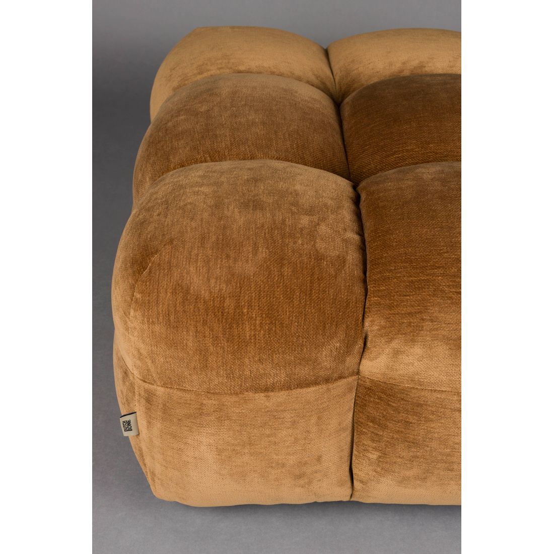 Dutchbone Hocker Hackman Velours Cognac - KwaliteitWonen.nl