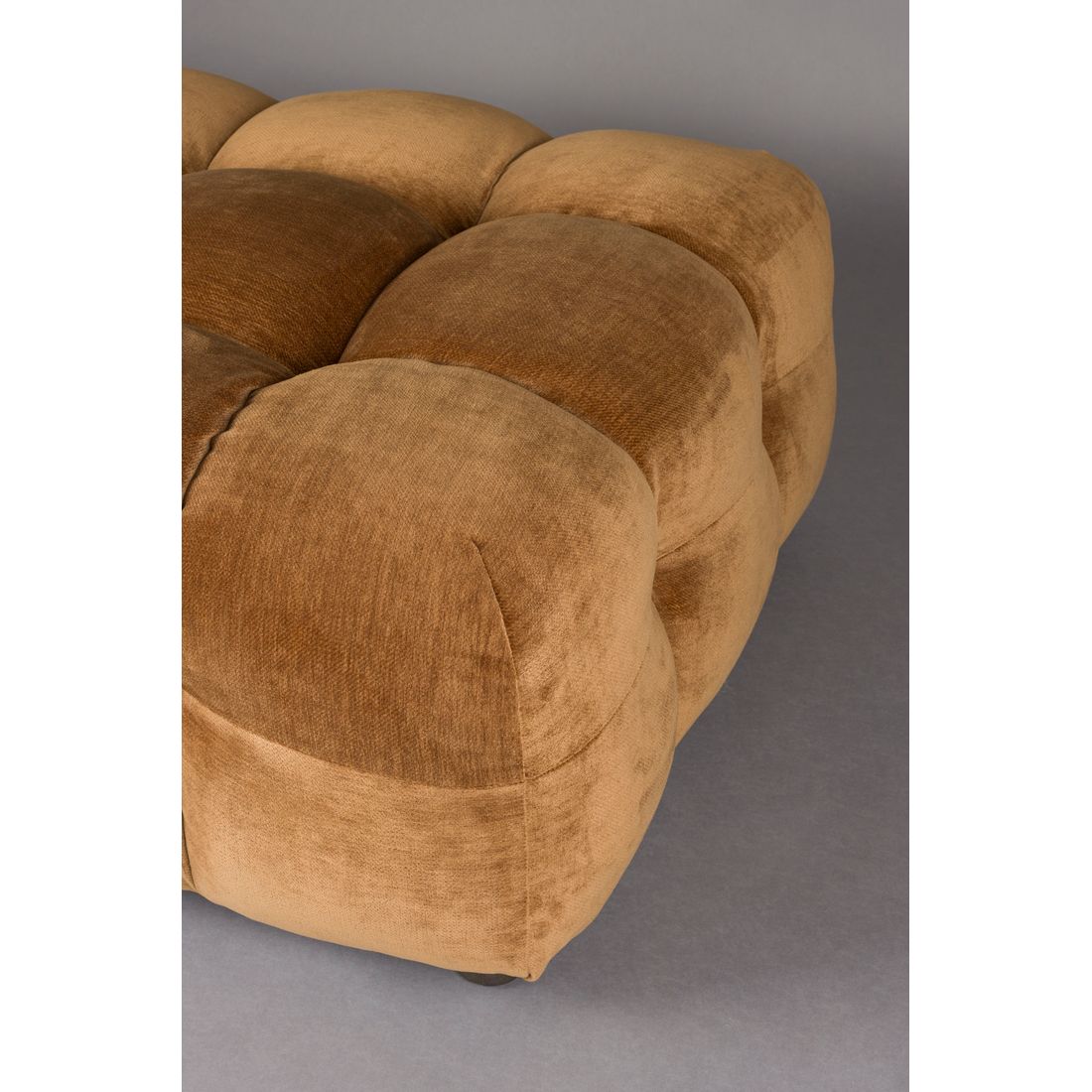 Dutchbone Hocker Hackman Velours Cognac - KwaliteitWonen.nl