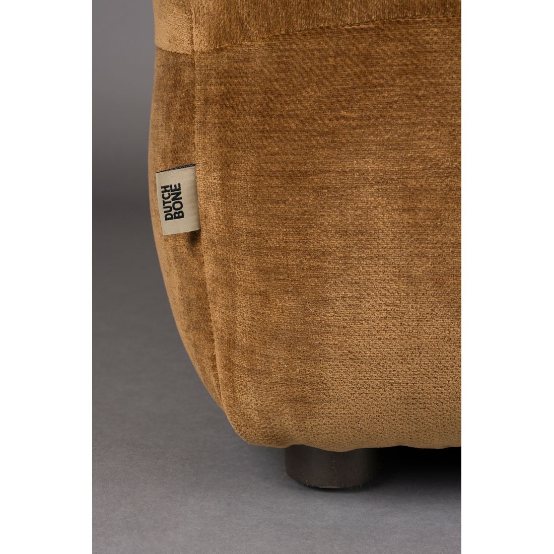 Dutchbone Hocker Hackman Velours Cognac - KwaliteitWonen.nl