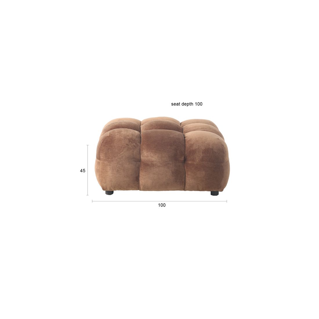 Dutchbone Hocker Hackman Velours Cognac - KwaliteitWonen.nl