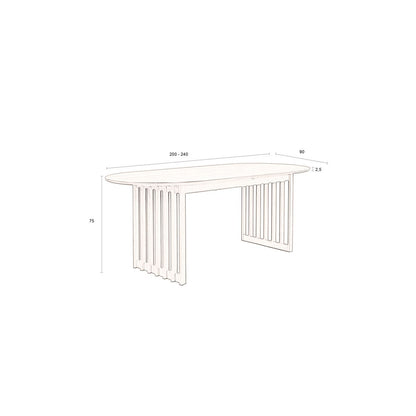 Dutchbone Verstelbare Eettafel Barlet 200/240x90cm Walnoot - KwaliteitWonen.nl