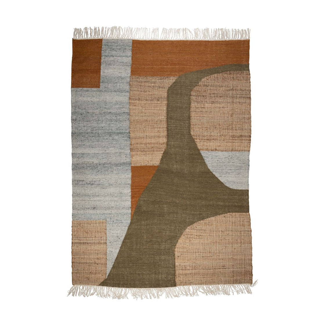 Dutchbone Vloerkleed Pavilion 160x230cm Naturel Groen Bruin-Kwaliteitwonen.nl