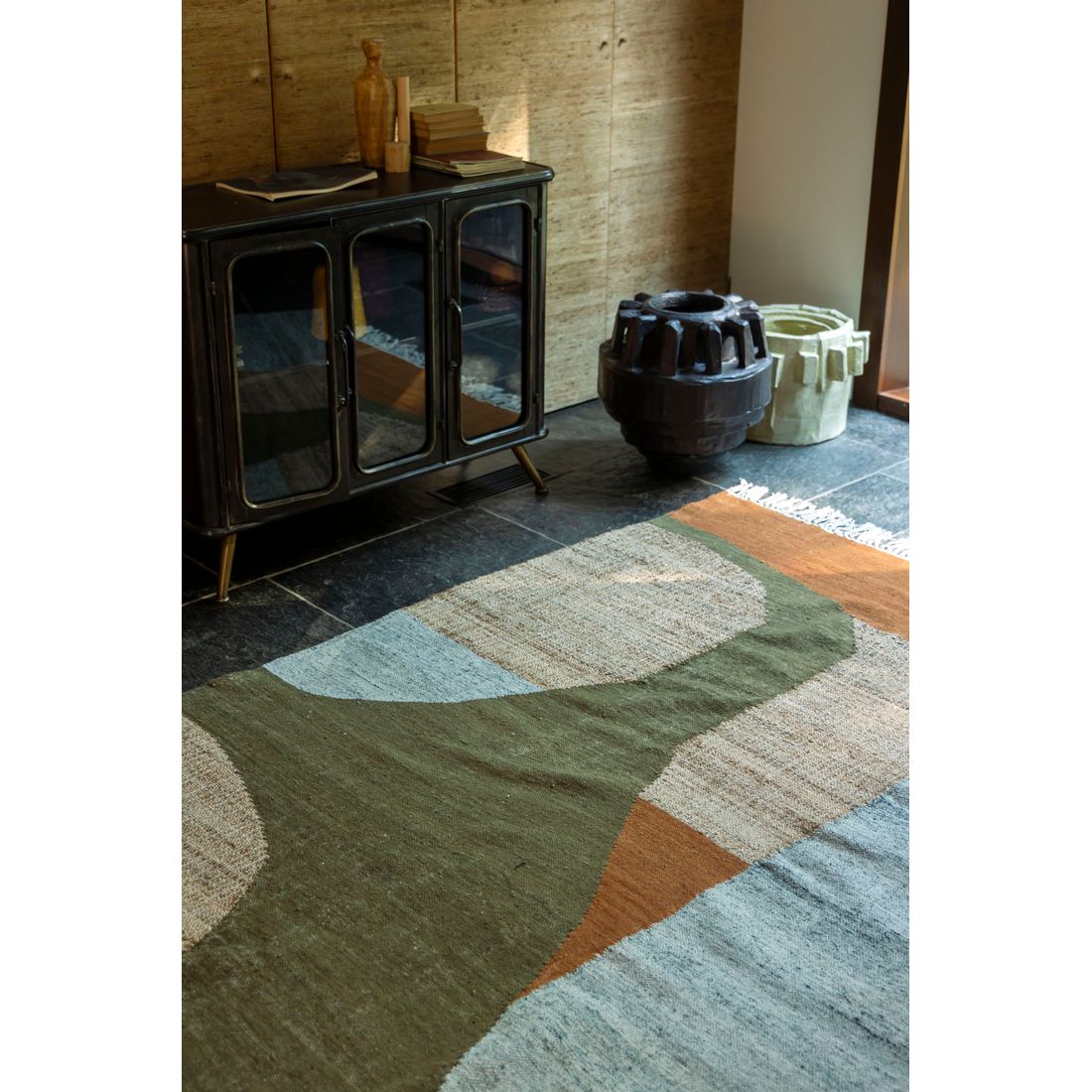 Dutchbone Vloerkleed Pavilion Naturel Groen Bruin 200x300cm - KwaliteitWonen.nl