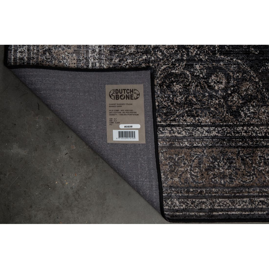 Dutchbone Vloerkleed Rugged 200x300cm Grijs - KwaliteitWonen.nl