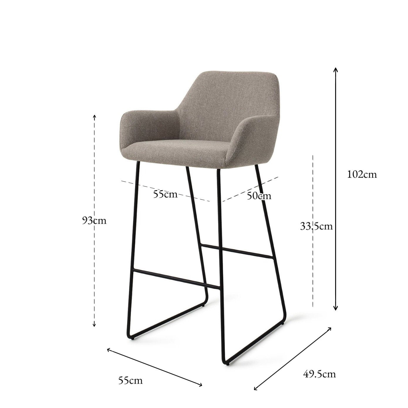 Jesper Home Hiroo Foggy Fusion Barkruk - Slide Black (H) - KwaliteitWonen.nl