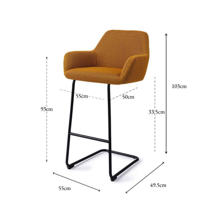 Jesper Home Hiroo Groovy Garam 3D Barkruk - Arch Black (H) - KwaliteitWonen.nl
