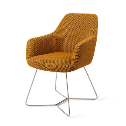 Jesper Home Hiroo Groovy Garam Eetkamerstoel - Beehive Steel - KwaliteitWonen.nl