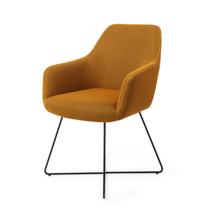 Jesper Home Hiroo Groovy Garam Eetkamerstoel - Cross Black - KwaliteitWonen.nl