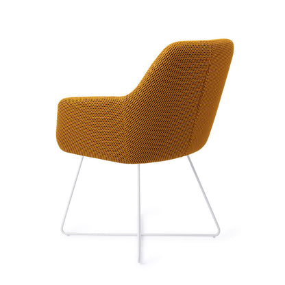 Jesper Home Hiroo Groovy Garam Eetkamerstoel - Cross White - KwaliteitWonen.nl