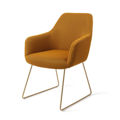 Jesper Home Hiroo Groovy Garam Eetkamerstoel - Slide Gold - KwaliteitWonen.nl