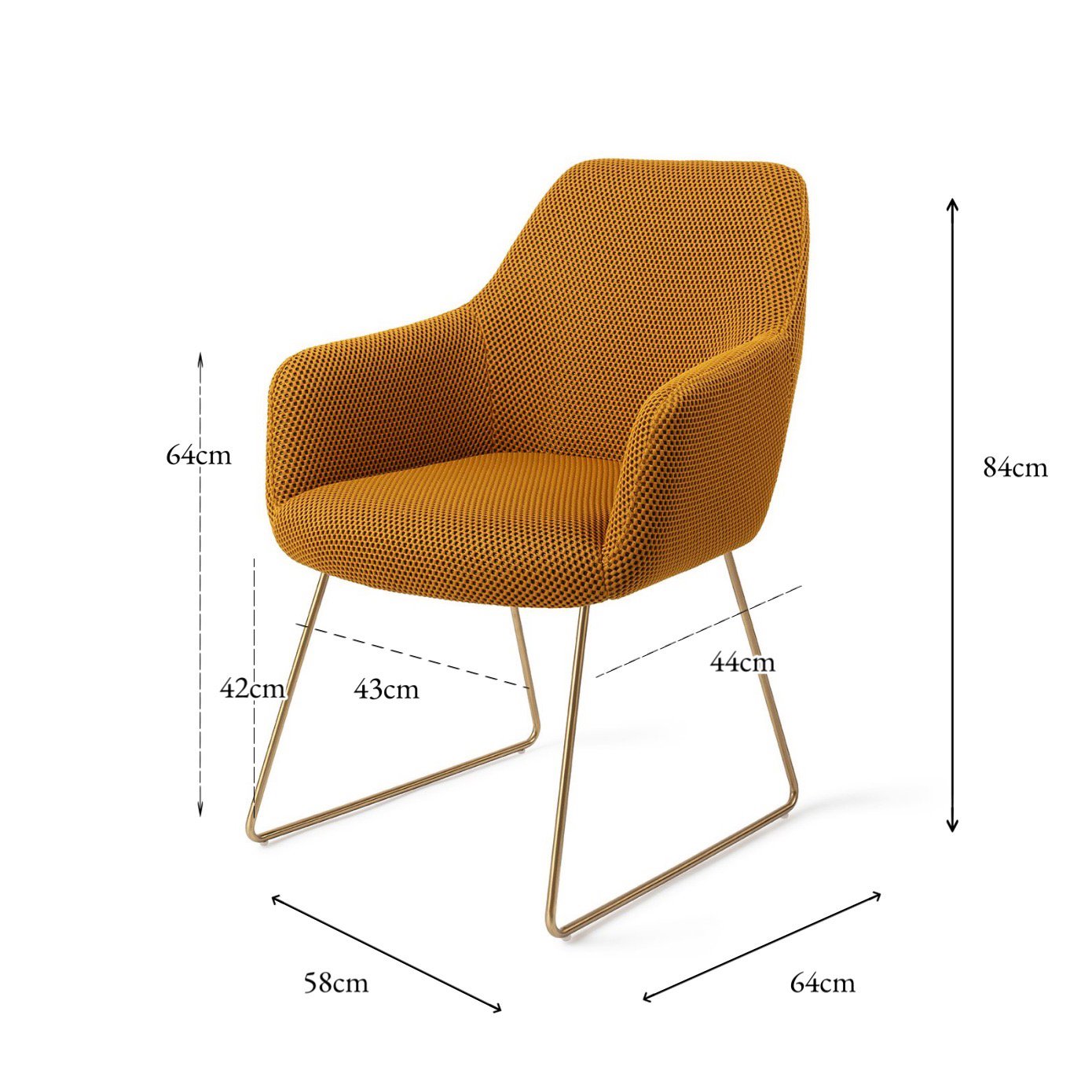 Jesper Home Hiroo Groovy Garam Eetkamerstoel - Slide Gold - KwaliteitWonen.nl