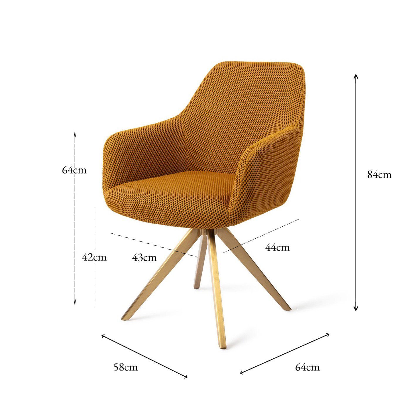 Jesper Home Hiroo Groovy Garam Eetkamerstoel - Turn Gold - KwaliteitWonen.nl