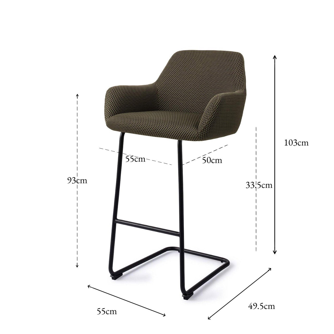 Jesper Home Hiroo Jungle Jewel Barkruk - Arch Black (H) - KwaliteitWonen.nl