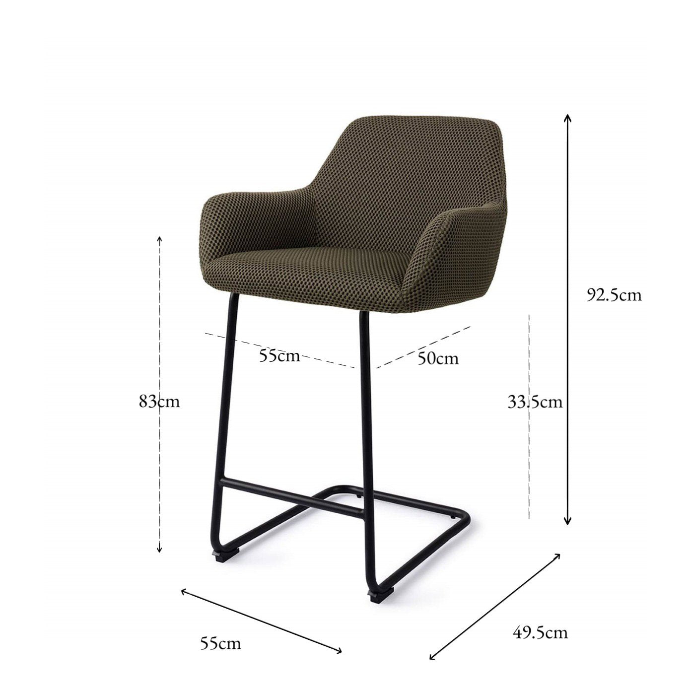 Jesper Home Hiroo Jungle Jewel Barkruk - Arch Black (L) - KwaliteitWonen.nl