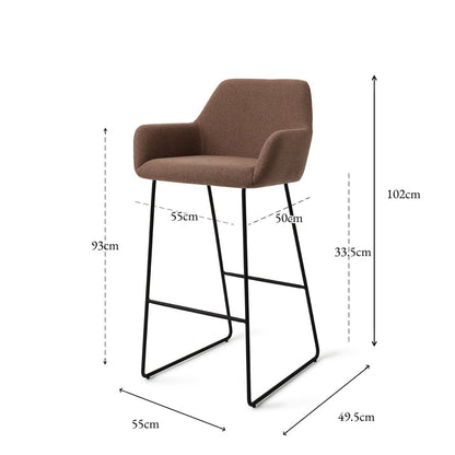 Jesper Home Hiroo Rustic Rye Barkruk - Slide Black (H) - KwaliteitWonen.nl