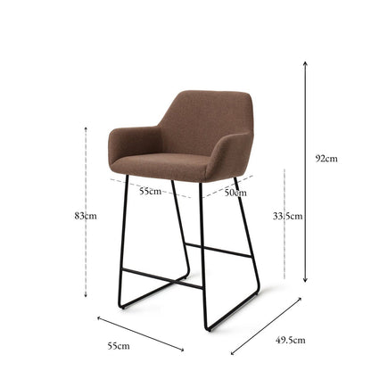 Jesper Home Hiroo Rustic Rye Barkruk - Slide Black (L) - KwaliteitWonen.nl