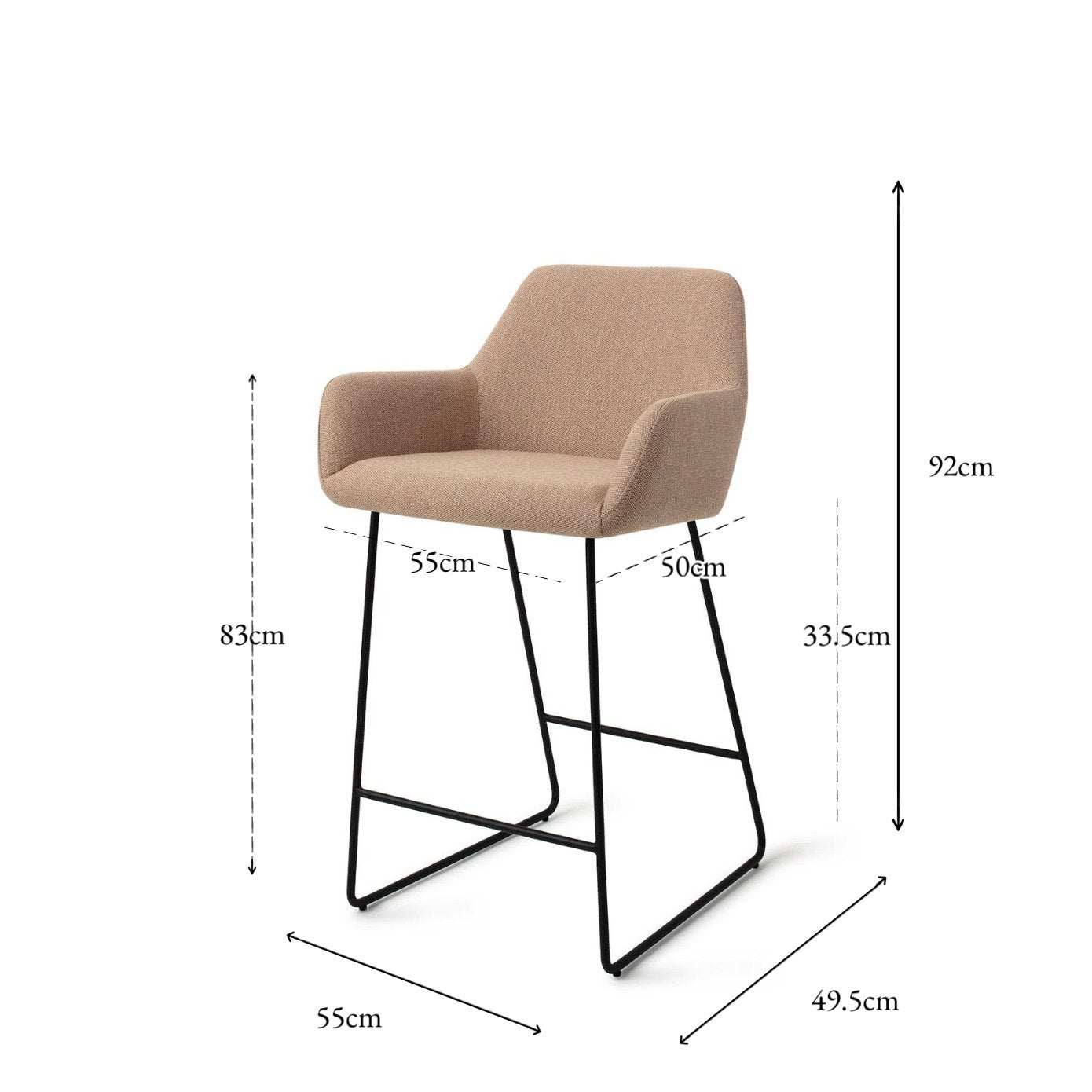 Jesper Home Hiroo Whisper Wheat Barkruk - Slide Black (L) - KwaliteitWonen.nl