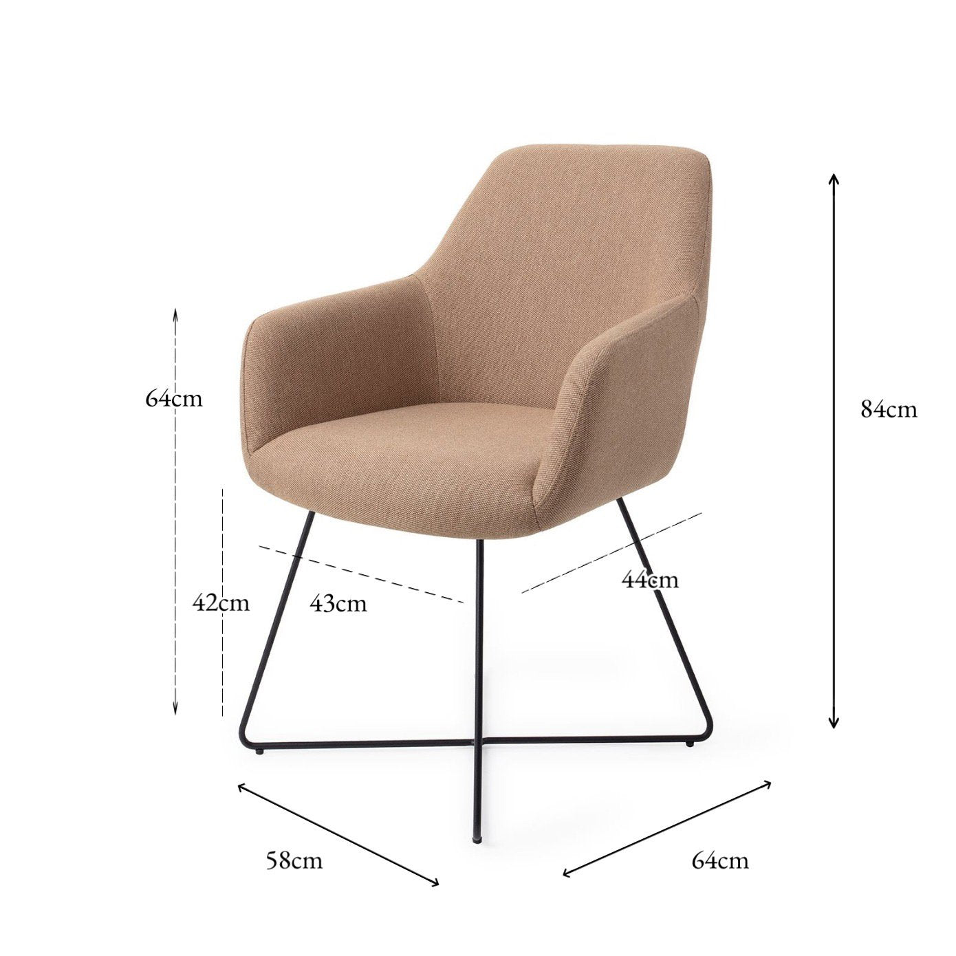 Jesper Home Hiroo Whisper Wheat Eetkamerstoel - Cross Black - KwaliteitWonen.nl
