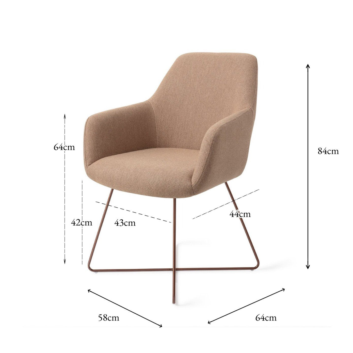Jesper Home Hiroo Whisper Wheat Eetkamerstoel - Cross Rose - KwaliteitWonen.nl
