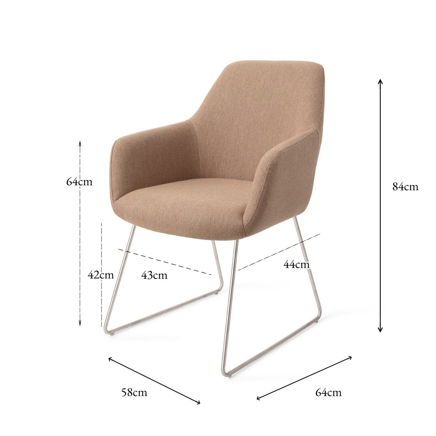 Jesper Home Hiroo Whisper Wheat Eetkamerstoel - Slide Steel - KwaliteitWonen.nl